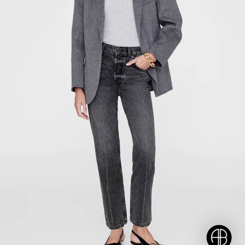 Anine Bing Kate Steel Grey Straight Leg Jeans